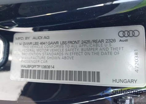 2015 Audi S3 2.0T Premium Plus z USA, uszkodzony, nr VIN WAUBFGFF7F1080814